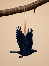 Flying Raven Handmade Wooden Hanging Ornament Fair Trade Folk Art picture