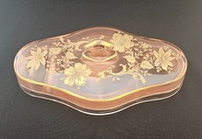 Cambridge Glass Co. Dresser Compact - Peachblo with Wildflower etch - gold ename picture