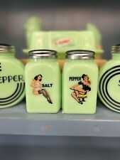 Pinup Girls Jadeite Salt And Pepper Shakers picture