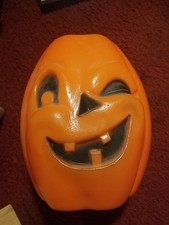 Vintage Bayshore Blow Mold Pail - winking Jack-o-lantern - Wow Orange Pumpkin  picture