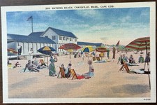 CENTERVILLE BARNSTABLE MA MASS~Craigville Bathing Beach~1939 Linen Postcard picture