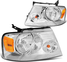 HL-OH-F1504-CH-AM Chrome Amber Headlights Replacement Compatible with 04-08 F150 picture