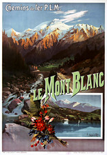 Le Mont Blanc Travel Poster c1930s - Vintage French Railway 24x36” 🌄 picture