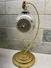 Antiqued Silver Mercury Glass Jeweled Pearl Kugel Ball Christmas Ornament 4” picture