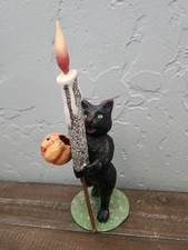 Bethany Lowe Halloween Black Cat With Candle picture