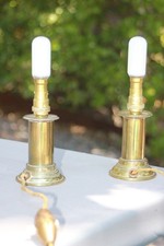 Antique 19C Pair French Empire  Candle Holders Electrified  heavy brass picture