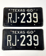 Vintage 1960 Texas License Plate Set RJ 239 Original Patina TX DOT DMV Clear picture