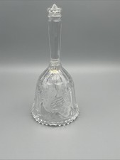 Vintage cut glass bell etched Bird Dinner Bell Germany Bleikristall Lead Crystal picture