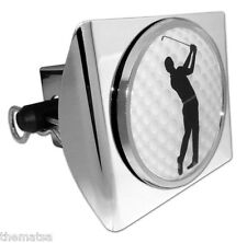 GOLF MALE SWING LOGO CHROME PLASTIC SILVER DECAL USA MADE TRAILER HITCH COVER  picture