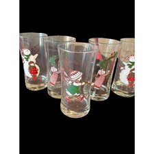 Vintage Holly Hobbie Christmas Drinking Glasses Set of 5 Holiday Tumblers picture