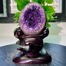 2.71LB  High quality rare amethyst dragon egg cave decoration picture