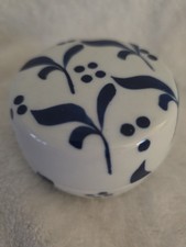 REED AND BARTON PORCELAIN TRINKET DISH COBALT BLUE FLORAL picture