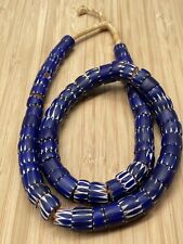 African Trade Beads Antique Venetian Blue Chevron Thick Slices Matched picture