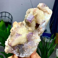 2.39LB Natural Crystal Rare transparent purple green cubic fluorite sample/China picture