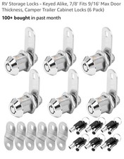 RV Storage Locks - Keyed Alike, 7/8' Fits 9/16' Max Door 7/8 Inch 6Pack picture
