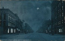 Erie, Pennsylvania PA State Street Looking North from Ninth Night 1911 Vintage picture