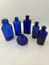 Antique Cobalt Blue Glass Poison Bottles 