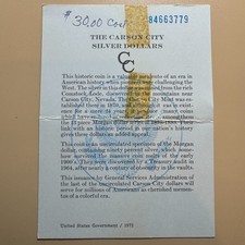 1884-CC GSA COA Card Only NO Box or Coin 84663779 picture
