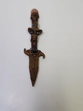Vintage Tramontina Brazil Knife Folk Art Sculpted Sheath Stone Accents 8 Inch  picture