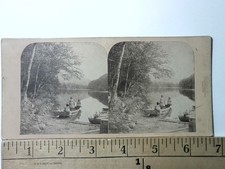 Echo Lake Stereoview Indians New Hampshire Y18901 c1860 Y18901 picture