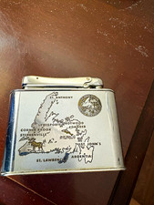 Vintage Silver Table Lighter Newfoundland Map U.S. Naval Station Argentia picture