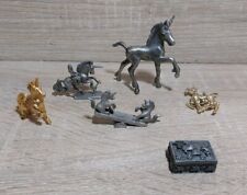 Vintage Pewter And Gold Tone Unicorn Mini Figurines Lot of 6 picture