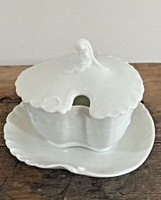 Haviland Marseille White Covered Mustard Miniature Sauce Dish Underplate picture