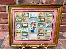 Antique 27 Victorian Religious Scripture Motto Cards as Framed Collage Biblical picture
