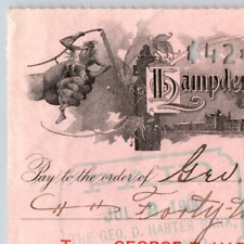 Hampden Watch Co. 1900 Bank Check #48257 for $42.50 Father Time Vignette picture