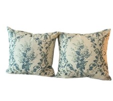 Pair Of Rich Pillow covers Colefax  Grandmillennial Floral Blue Velvet Backs picture