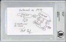 Vint Cerf INVENTOR OF THE INTERNET SIGNED ORIGINAL 1/1 SKETCH BAS Beckett COA picture