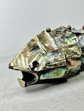 Vintage Mid-Century Articulated Mexican Abalone Shell Fish Bottle Opener  picture