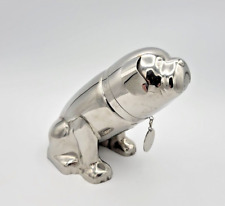 POTTERY BARN Polished Stainless Steel DOG BULLDOG Cocktail Martini Shaker Rare picture