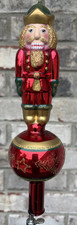 Christopher Radko Nutcracker Ruby Red Finial Glass Tree Topper 10 Glitter picture