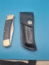 Vintage 1993 Buck 110 Folding Hunter Pocket Knife Black Leather Sheath USA  picture