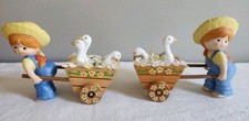 Katie Pushing Wheelbarrow With Geese 1985 Enesco Country Cousins Figures 2 Avail picture