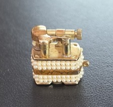 Antique Miniature Golden Wheel Faux Pearl Lift-Arm Lighter picture