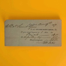 1819 Rev Samuel F Jarvis NY Society Library John Forbes Bishop Jarvis Receipt picture