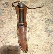 KA-BAR 1933 Vintage Hunting Fixed Blade Knife, Stainless Clip Point, Sheath picture