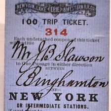 Antique 1892 Binghamton New York Lake Erie Western Railroad 100 Trip Ticket Stub picture