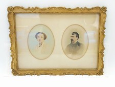 Antique Victorian Double Portrait Mr Mrs Richards Ornate Gilt Frame Schultheis picture