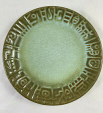Frankoma Prarie Green Bread Plate 7E Mayan Aztec 5.25
