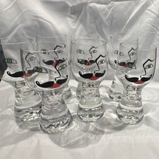 7 vintage Kosta Boda Sea Glasbruk Face Mid Centry Modern Barware Glasses MCM picture