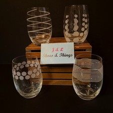 Mikasa CHEERS Set Of 4 Stemless Wine Glass Tumblers 5” EUC picture