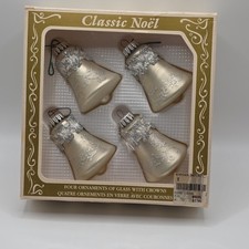 Vintage Classic Noel Christmas by Krebs 4 Piece Painted Glass Bells With Box picture