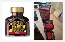 New Diamine Ruby Ink 80ml with stained packaging picture