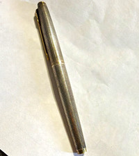 Parker 75 Ciselé Sterling Silver Fountain Pen 14K Gold Medium Nib Black picture