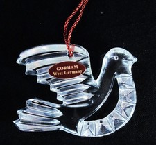 Vintage Gorham Lead Crystal Christmas Dove Ornament Made in West Germany 1997 picture