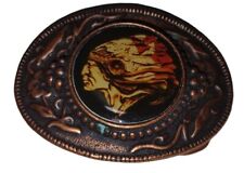 Native American Indian Chief Head Colorful Bergamot Brass Works Belt Buckle picture