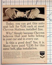 Vintage 1960s Chevron Seat Belt Ad Original Magazine Ephemera Perth Amboy NJ picture